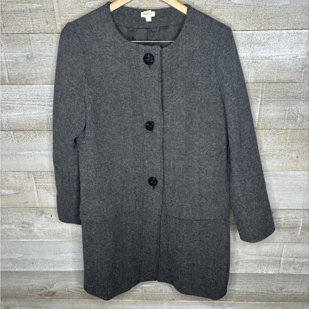J Crew wool blend grey button up winter coat